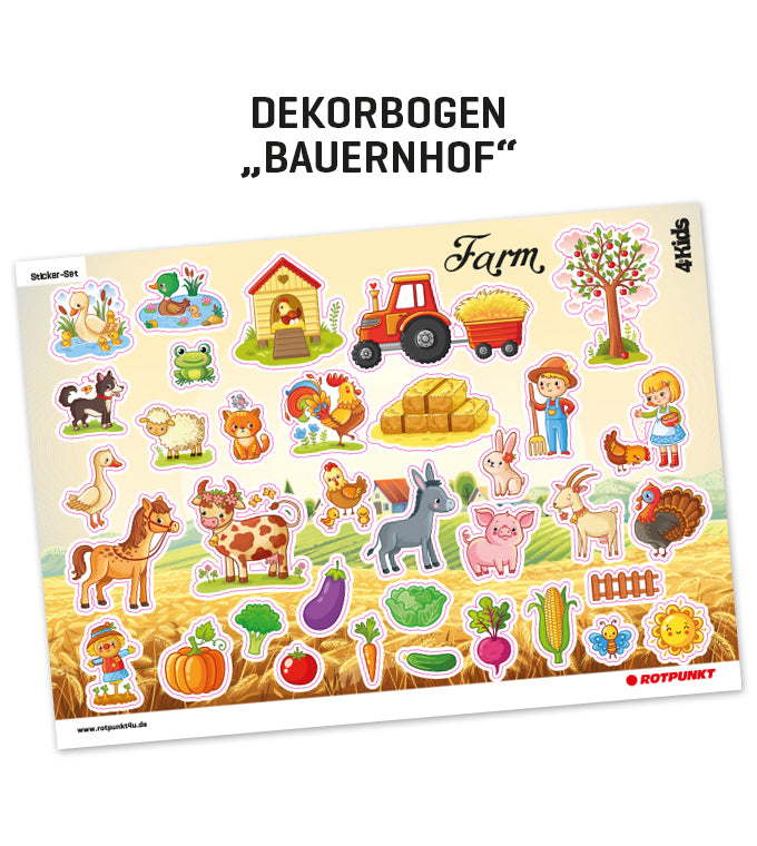 Kinderflasche „4 KIDS“ - Dekorbogen Bauernhof
