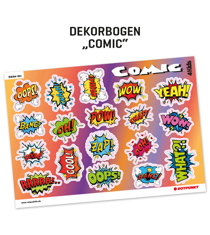 Kinderflasche „4 KIDS“ - Dekorbogen Comic