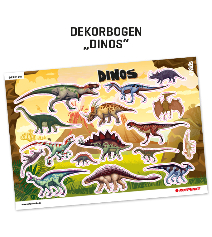 Kinderflasche „4 KIDS“ - Dekorbogen Dinos