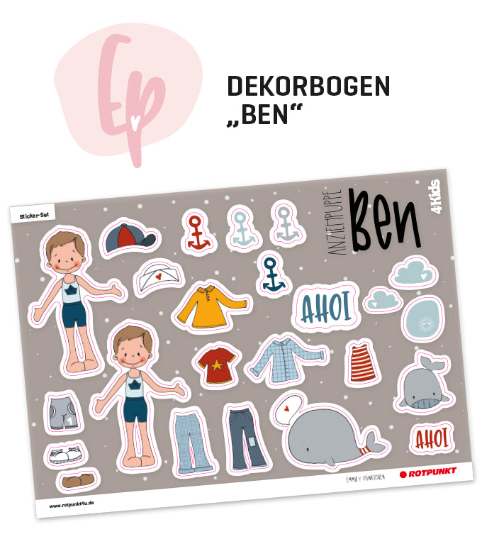 Kinderflasche „4 KIDS“ - Dekorbogen emmapünktchen BEN