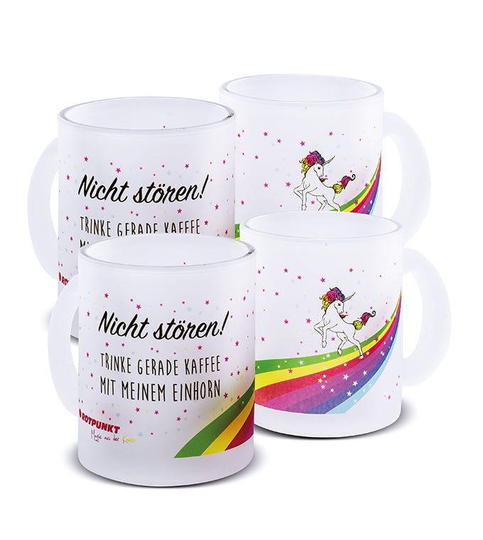 Einhorn-Tassen - 2x Milchglas / Motiv 1