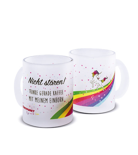 Einhorn-Tassen - 1x Milchglas / Motiv 1