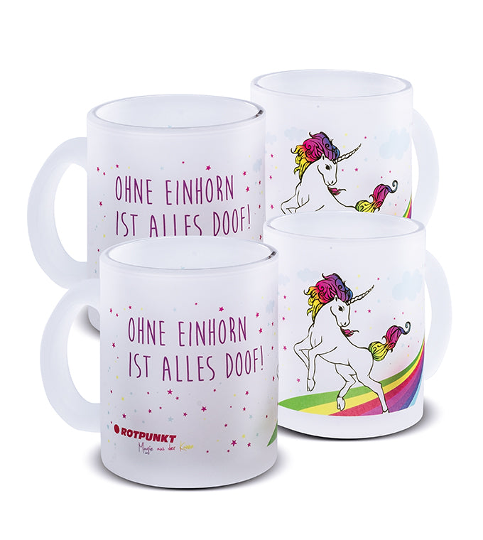 Einhorn-Tassen - 2x Milchglas / Motiv 3