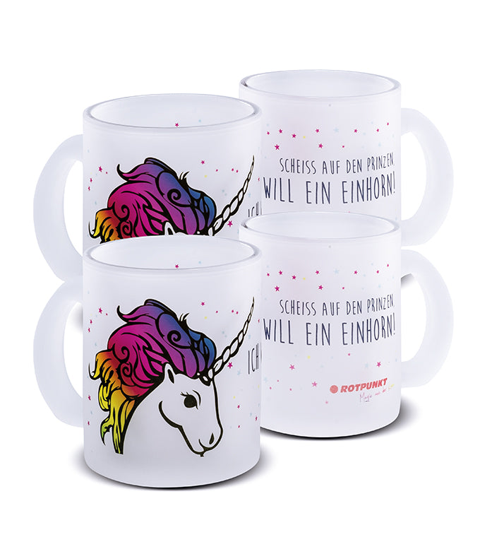 Einhorn-Tassen - 2x Milchglas / Motiv 4