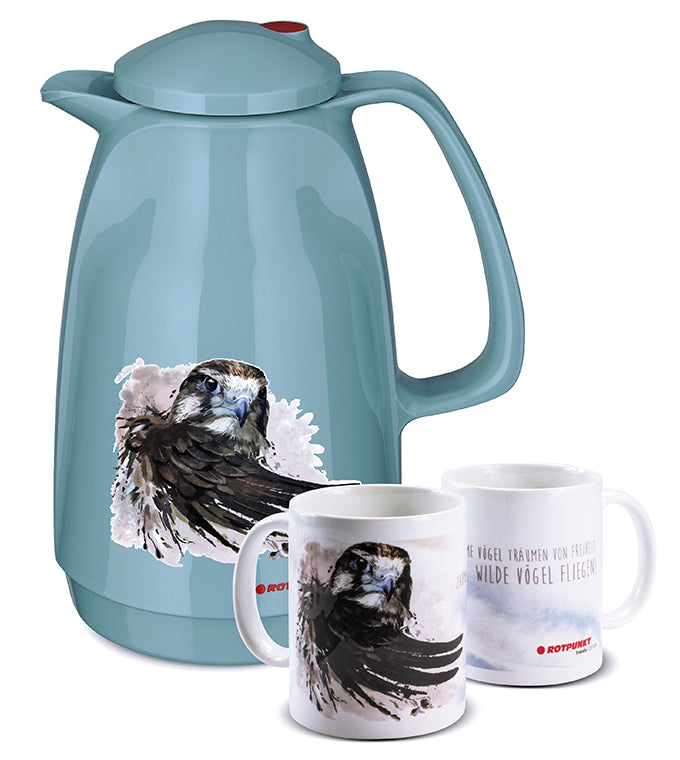 Falke-Set pearl grey - mit 1 Keramiktasse / Motiv 1