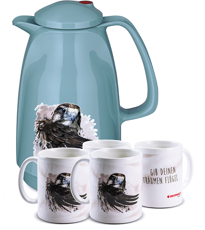 Falke-Set pearl grey - mit 2 Keramiktassen / Motiv 2