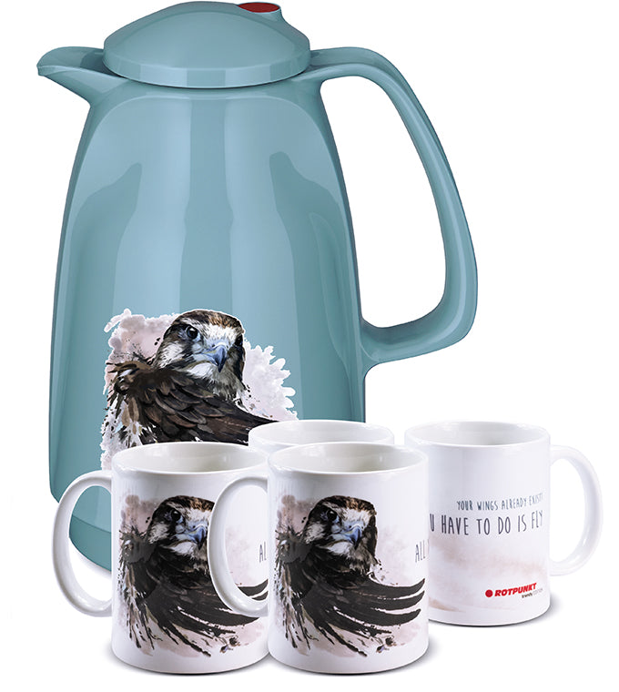 Falke-Set pearl grey - mit 2 Keramiktassen / Motiv 3