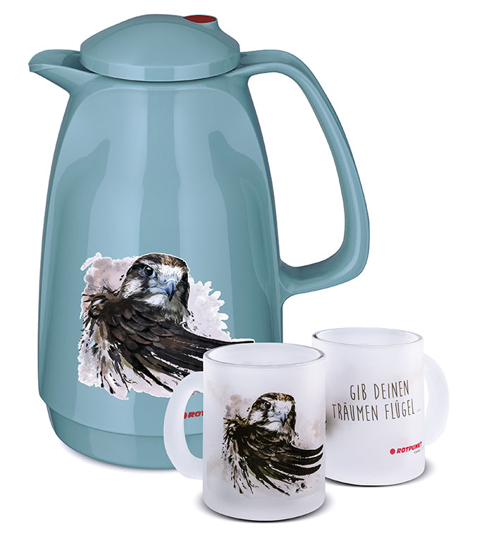 Falke-Set pearl grey - mit 1 Milchglastasse / Motiv 2