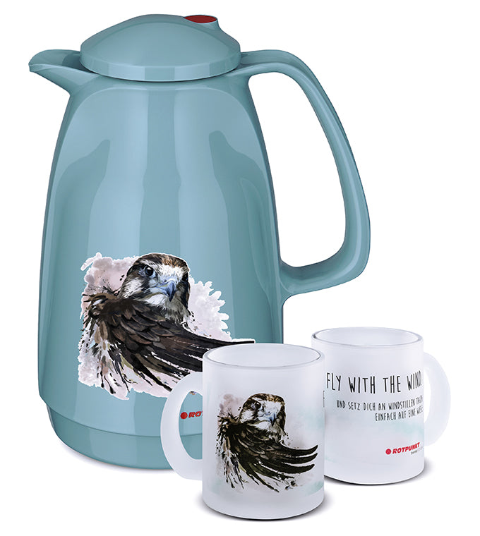 Falke-Set pearl grey - mit 1 Milchglastasse / Motiv 4