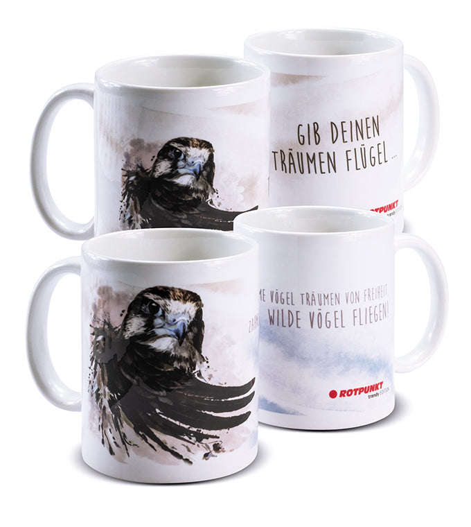 Falke-Tassen - 2x Keramik / Motiv 1 und 2