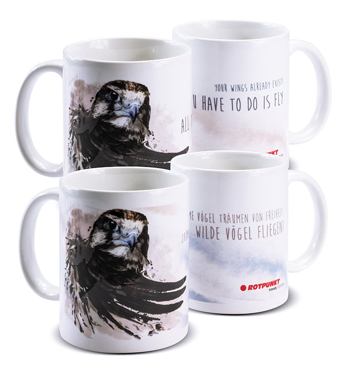 Falke-Tassen - 2x Keramik / Motiv 1 und 3