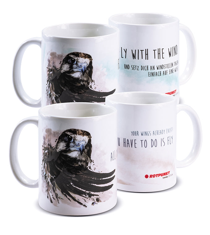 Falke-Tassen - 2x Keramik / Motiv 3 und 4