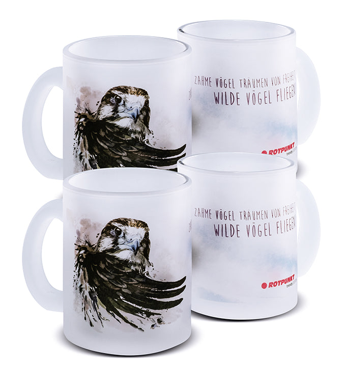 Falke-Tassen - 2x Milchglas / Motiv 1