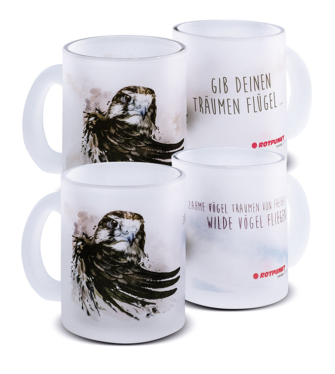 Falke-Tassen - 2x Milchglas / Motiv 1 und 2