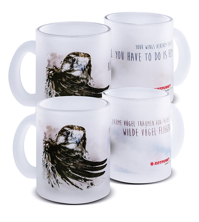 Falke-Tassen - 2x Milchglas / Motiv 1 und 3