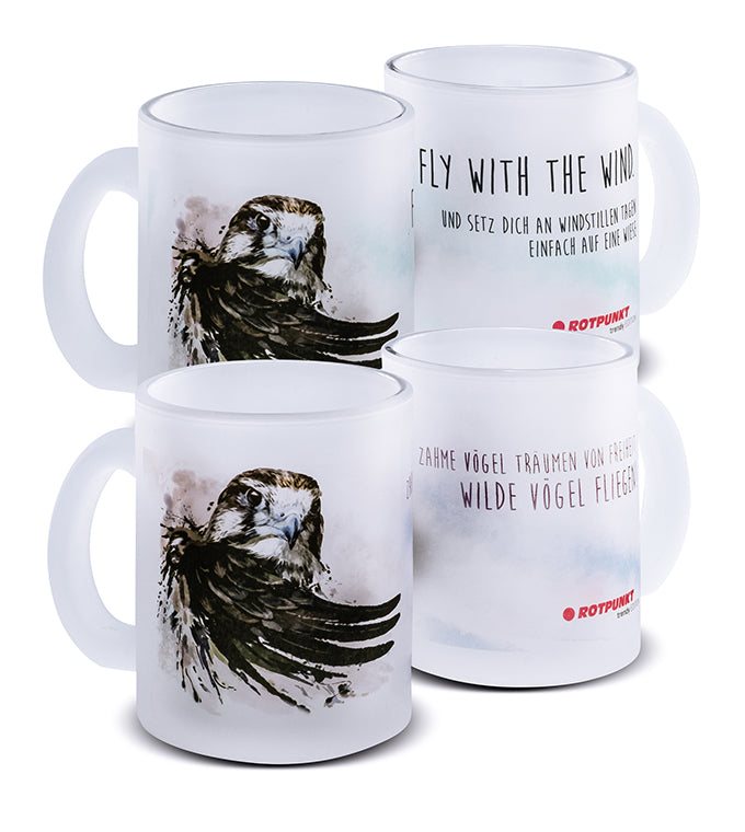 Falke-Tassen - 2x Milchglas / Motiv 1 und 4