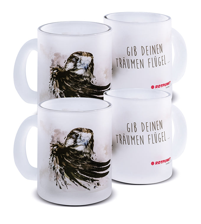 Falke-Tassen - 2x Milchglas / Motiv 2