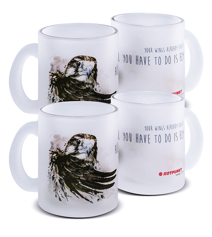 Falke-Tassen - 2x Milchglas / Motiv 3