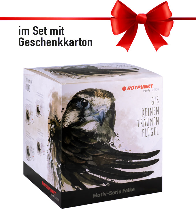 Falke-Set pearl grey - mit 2 Keramiktassen / Motiv 1 und 2