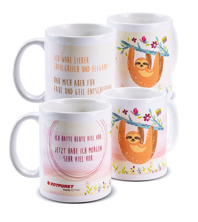 Faultier-Tassen - 2x Keramik / Motiv 1 und 2