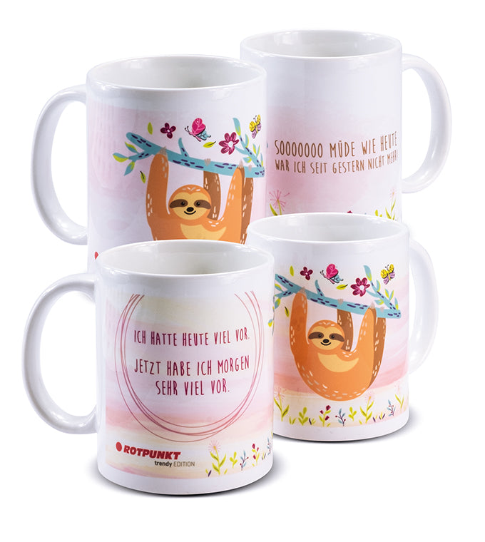 Faultier-Tassen - 2x Keramik / Motiv 1 und 3