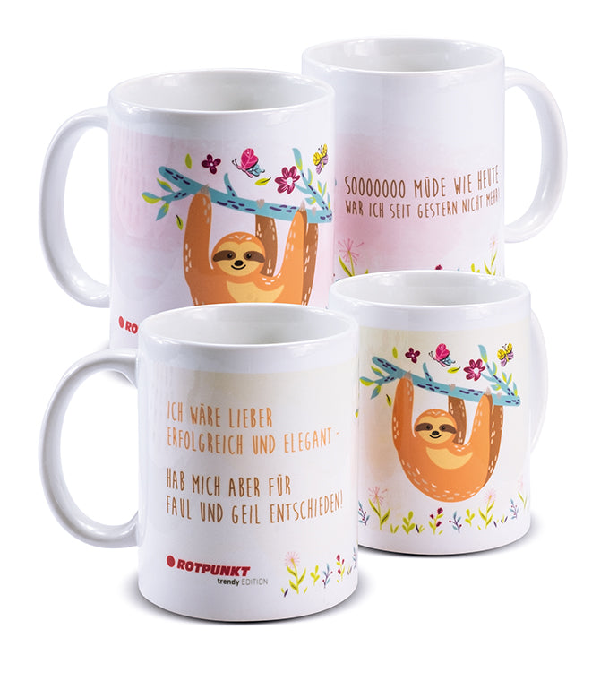 Faultier-Tassen - 2x Keramik / Motiv 2 und 3