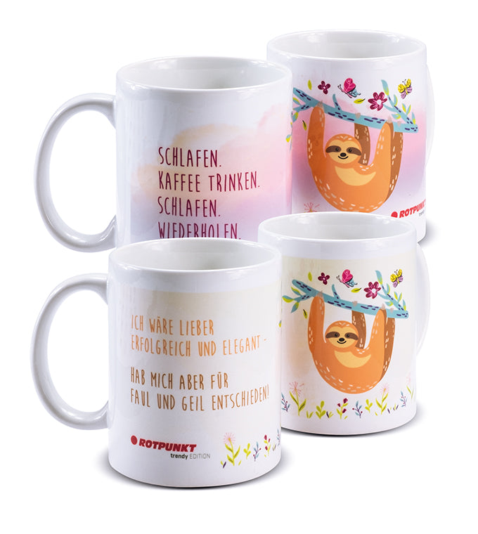 Faultier-Tassen - 2x Keramik / Motiv 2 und 4