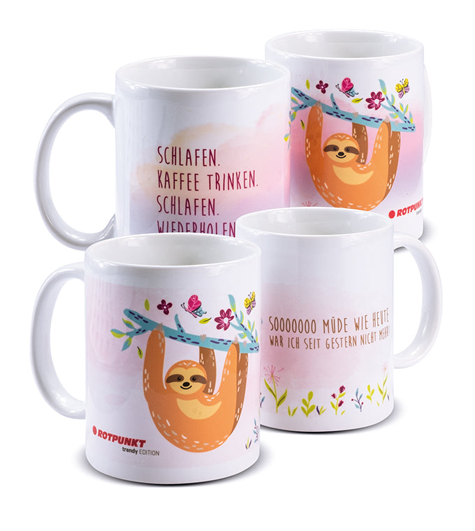 Faultier-Tassen - 2x Keramik / Motiv 3 und 4