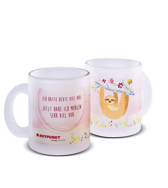 Faultier-Tassen - 1x Milchglas / Motiv 1