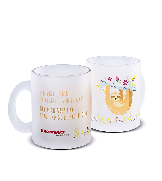 Faultier-Tassen - 1x Milchglas / Motiv 2