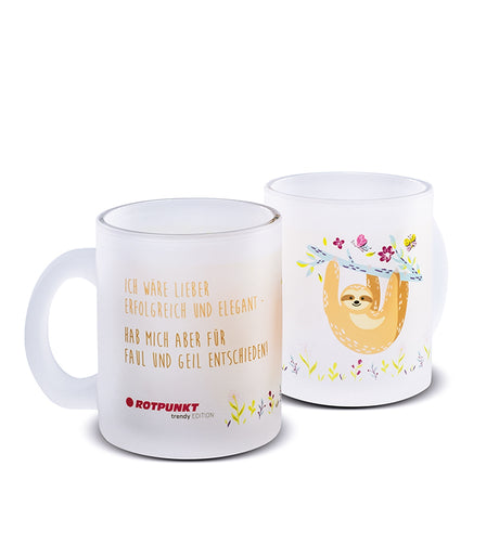 Faultier-Tassen - 1x Milchglas / Motiv 2