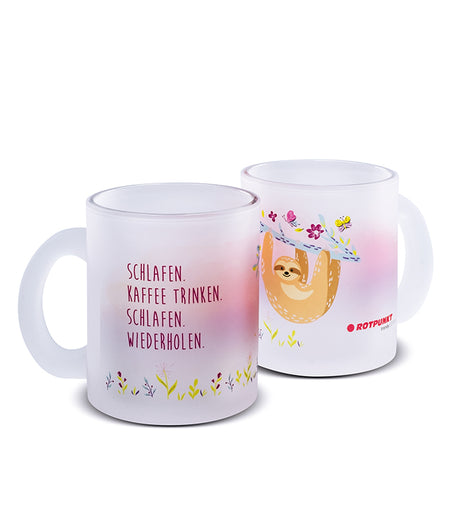 Faultier-Tassen - 1x Milchglas / Motiv 4