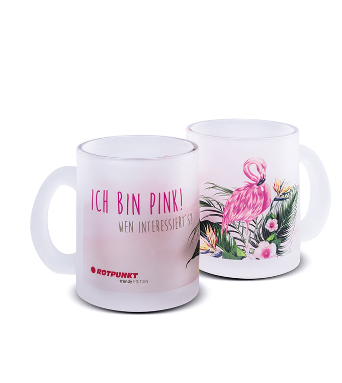 Flamingo-Tassen - 1x Milchglas / Motiv 1