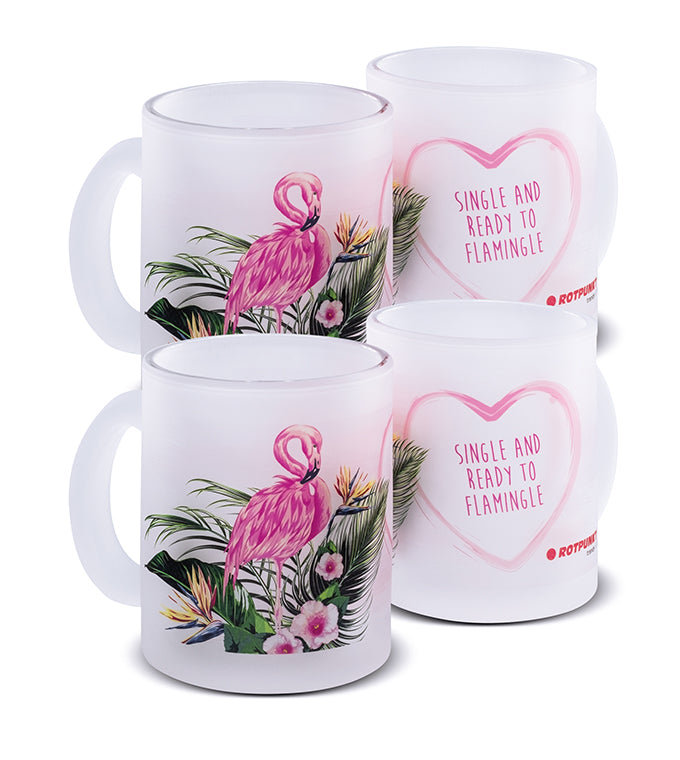 Flamingo-Tassen - 2x Milchglas / Motiv 3