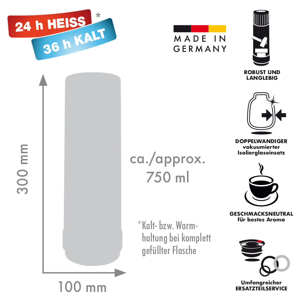 Isolierflasche 40 MAX „Ich bin, wie ich bin“ - 0,75 l | glossy orange