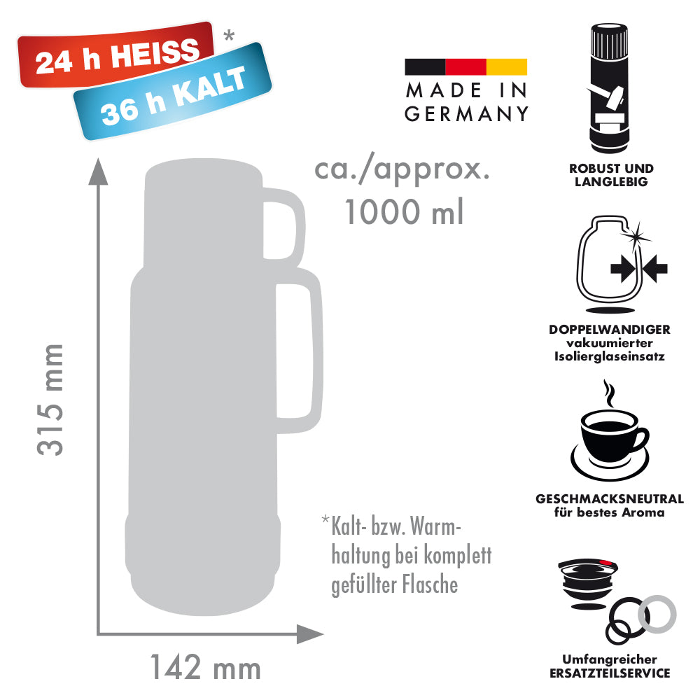 Isolierflasche 80 ANDREAS - 1,0 l | silverlight