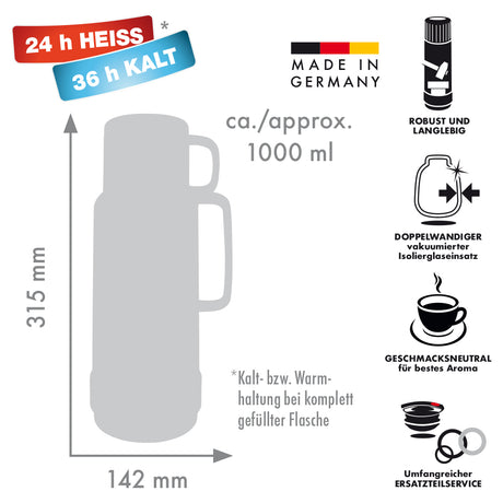 Isolierflasche 80 ANDREAS - 1,0 l | silverlight