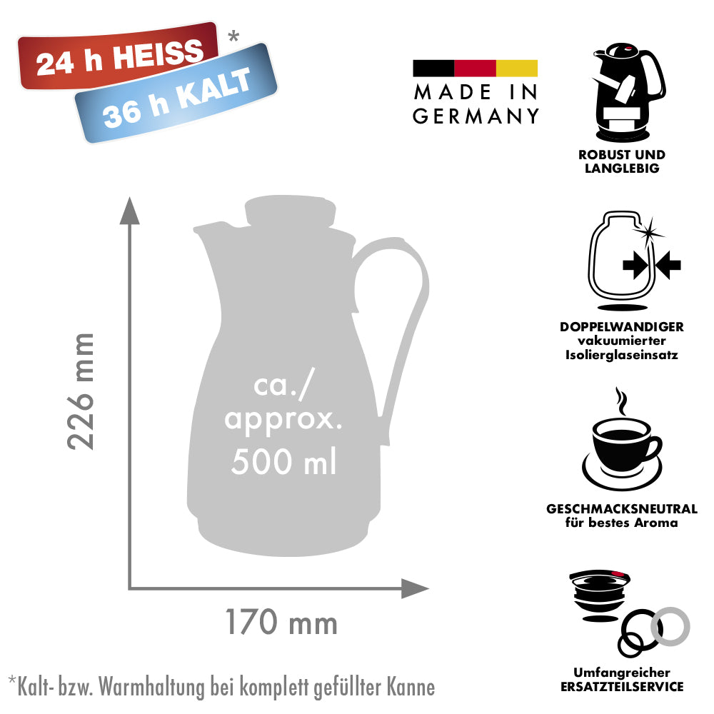Isolierkanne 825/820/828 KARLA - 0,5 l | shiny burgund