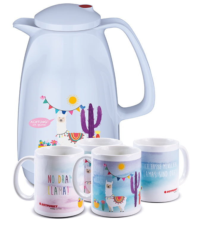 Lama-Set polar - mit 2 Keramiktassen / Motiv 1 und 3