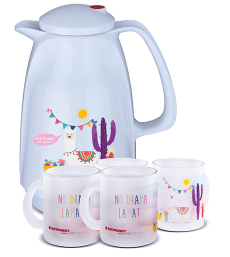 Lama-Set polar - mit 2 Milchglastassen / Motiv 1