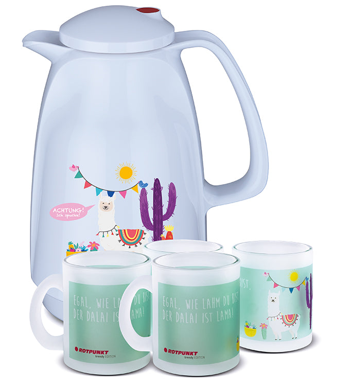 Lama-Set polar - mit 2 Milchglastassen / Motiv 2