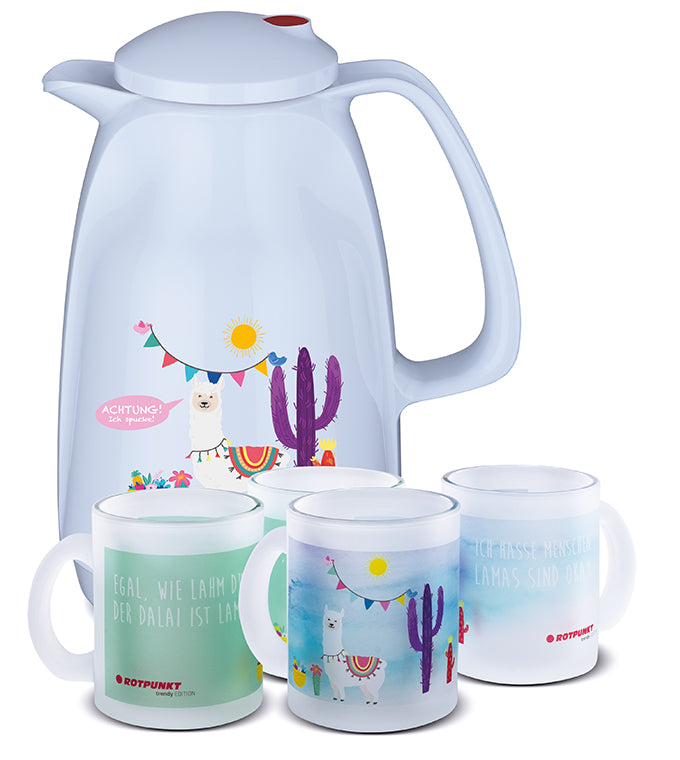Lama-Set polar - mit 2 Milchglastassen / Motiv 2 und 3