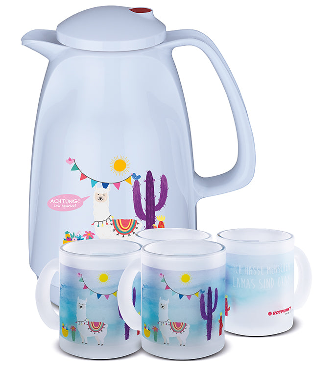 Lama-Set polar - mit 2 Milchglastassen / Motiv 3