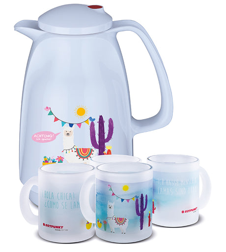 Lama-Set polar - mit 2 Milchglastassen / Motiv 3 und 4