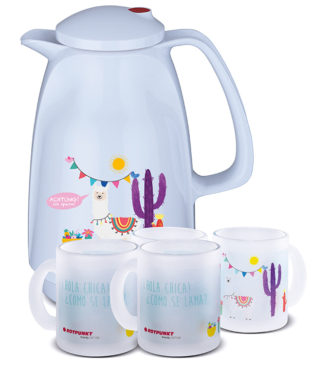 Lama-Set polar - mit 2 Milchglastassen / Motiv 4