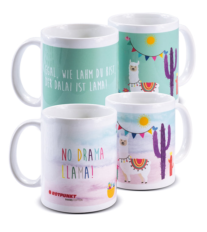 Lama-Tassen - 2x Keramik / Motiv 1 und 2