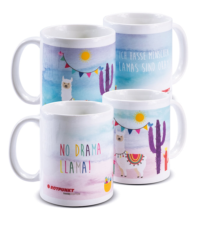 Lama-Tassen - 2x Keramik / Motiv 1 und 3