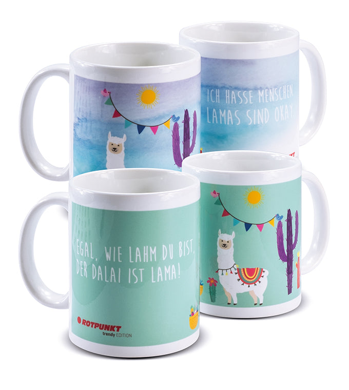 Lama-Tassen - 2x Keramik / Motiv 2 und 3
