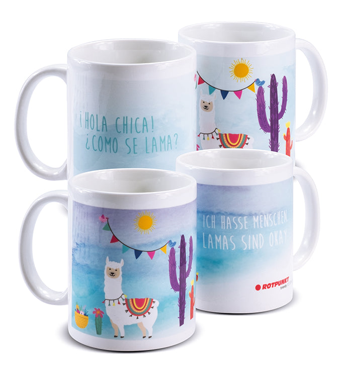 Lama-Tassen - 2x Keramik / Motiv 3 und 4