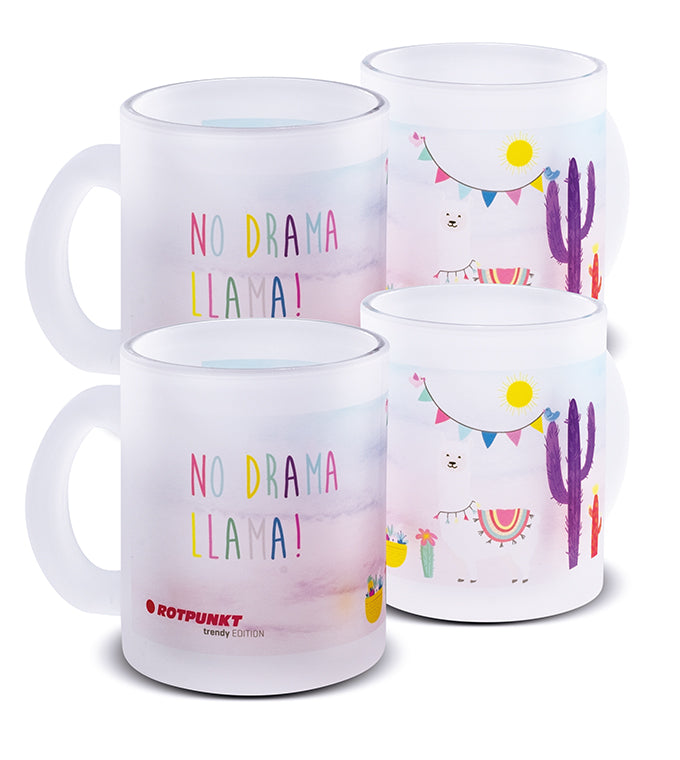 Lama-Tassen - 2x Milchglas / Motiv 1